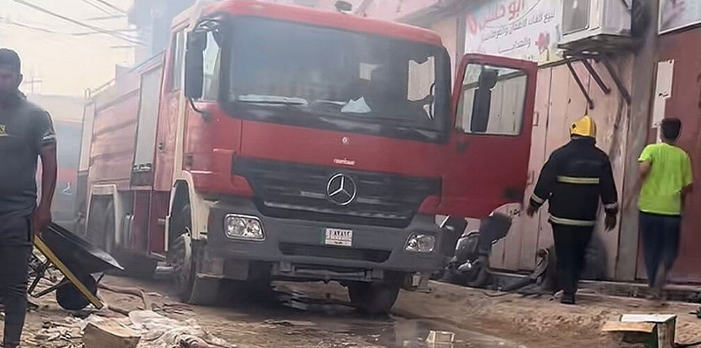 حريق في سوق الزبير