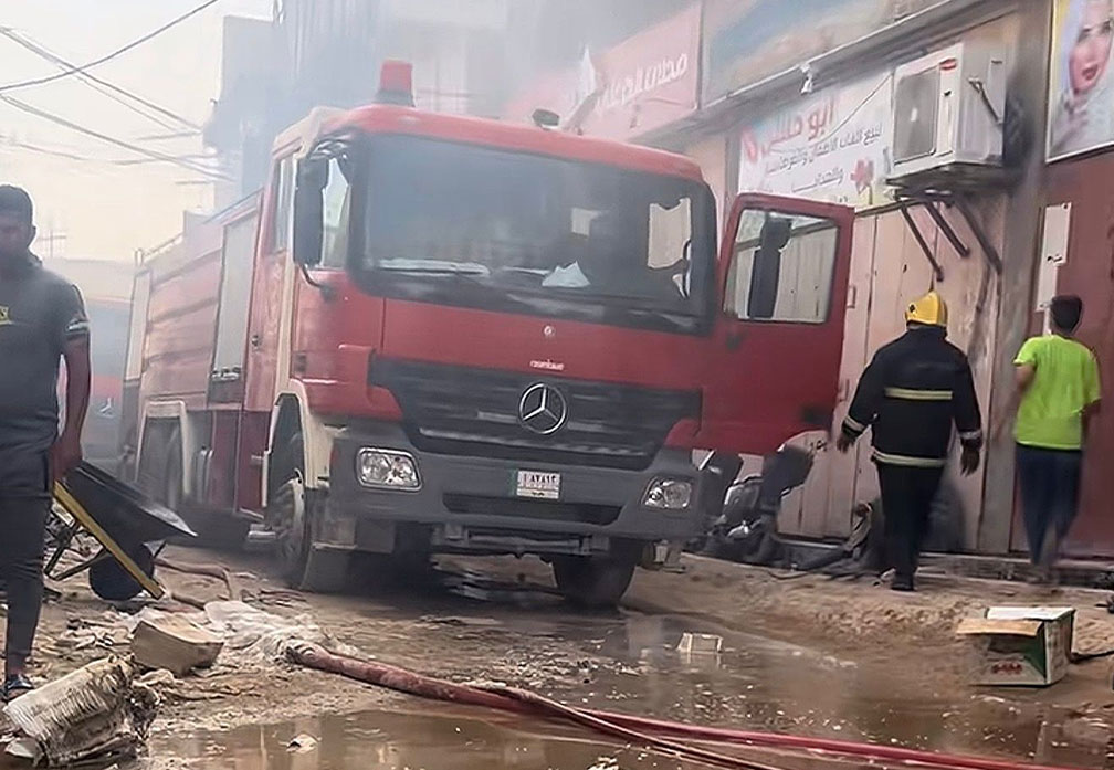 حريق في سوق الزبير